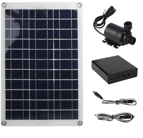 FUANA Pompa a fontana ad energia solare 5M altezza testa 800L/H Portata con scatola batteria per laghetti da giardino all'aperto