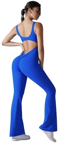 LIUHLFSR Gym-overall med Sexy V-formad baksida och Yoga-overall för Kvinnor, Sportkläder för Kvinnor, Fitness-overall, Elastiska Bodysuits för Fitness Yoga (Klein Blue, M)