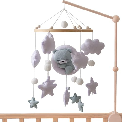 Mobile pour Lit Bébé - Nounours Dormeur Mobile Musical Doux | Jouet Portable Pour Berceau, Décor Mural Décoratif Pour Chambre De Nourrisson