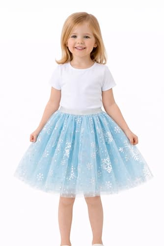 Faldas tutú para niñas, 3 capas, estrella de lentejuelas, copos de nieve, cintura elástica, falda de ballet para niñas de 2 a 10 años, rosa, negro, azul, blanco, gris tutú de ballet, 2521-azul, 6-7