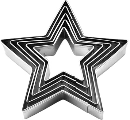 Ensemble d'emporte-pièces étoiles 5 pièces - Outils de cuisson en acier inoxydable pour biscuits de Noël, du 4 juillet et des fêtes, décorations de biscuits et de pâtisserie pour la pâtisserie