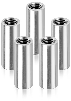 M8×30mm Runde Gewindemuffen, 5 Stück 304 Edelstahl Rundmuffen Verbindungsmuttern, V2A Innengewinde Distanzmuffen Kupplungsmutter.