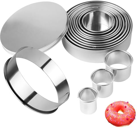12 Pcs Cookie Cutters Set, Round Pastry Biscuit Cutter for Baking | Stainless Steel Biscuit Cutters for Baking, DIY Cake