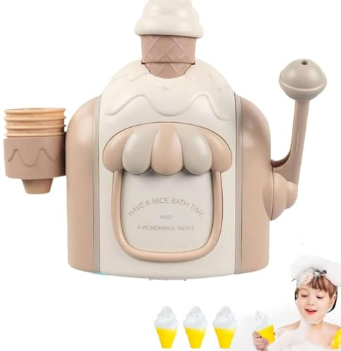 Bath Toy Ice Cream Foam Maker, Eisschaum Maker Badespielzeug, Eiscreme Kinder Schaum Badewannenspielzeug, Wasserspielzeug Kinder, Schaummaschine Badewanne Spielzeug (Beige-No Box)