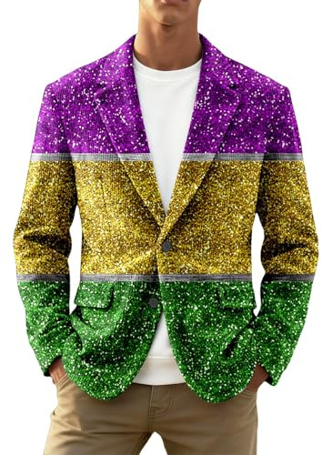 Blazer Uomo Casual, Giacca in Corduroy con Paillettes Glitter con Rever Elegante e Taglio Comodo per Feste e Eventi Notturni