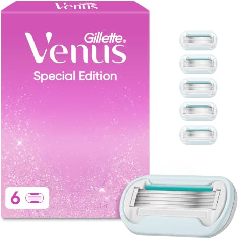 Gillette Venus ComfortGlow Rasierklingen Damen, 6 Stück, Grau | Original Ersatzklingen mit einem Hauch von Aloe Vera für Damenrasierer, Für die Haut Empfohlen, Nassrasierer für Damen