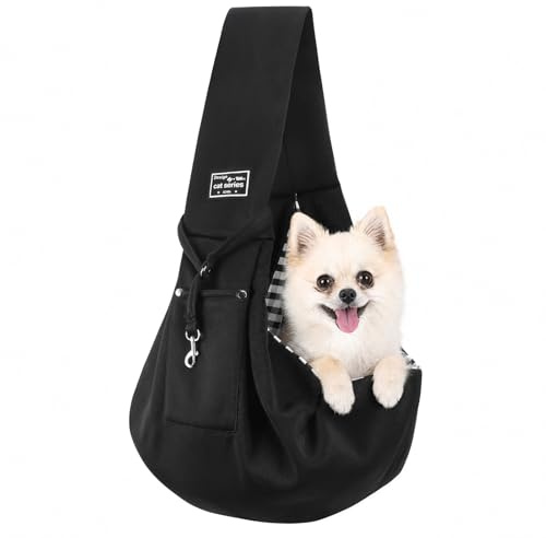 Halinuia Sac De Transport Réversible pour Chien Chat À 7 KG (Noir) | Tissu Respirable, Conception Réversible, Adapté Petit Moyen Animal, Pratique Pour Voyage, Métro, Randonnée, Extérieur