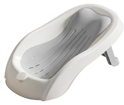 Soporte de baño para bebé, Asiento de baño infantil multifuncional y antideslizante para recién nacidos, Bañera gris para fregadero o bañera, Diseño plegable, Fregadero