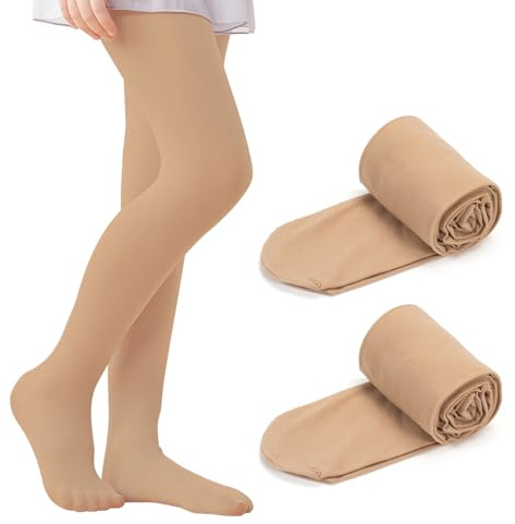 StreamSafe 2 Pairs Toddler Ballet Tights, 60D Girls Ballet Dance Tights | Kids Ballet Tights for Toddler Little Big Girls for School and Daily