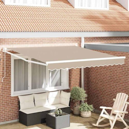 Ordellia Tenda da sole beige in poliestere, 300 x 250 x 165 cm, estensibile con braccio articolato, protezione solare e protezione da sguardi indiscreti, per giardino, terrazza, balcone, impermeabile