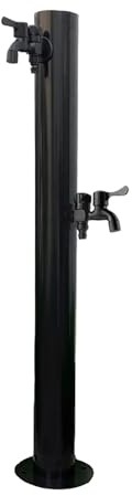 Generico Colonna d'Acqua da Esterno autoportante e Resistente con 2 rubinetti - Colonna per Fontana da Giardino antigelo per irrigazione e Lavaggio, Elegante Design Nero per Giardini e patii