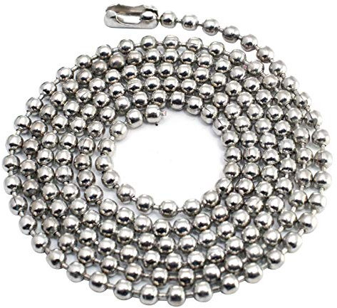 100pcs Nickel Plated Ball Chain Necklace,30 Inches Long 2.4mm Bead Size # 3 Metal Bead Steel Chain, Military Bead Chain, Dog Tag Necklace by Special100%