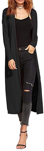 Re Tech UK Gilet Long - pour Femme - col/Manches Longues - Style Boyfriend/léger - Noir - XXXL EU 24/26