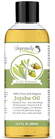 Supremely Golden Jojoba Oil Cold Pressed & Certified Organic for Hair Skin Face Care 500ml