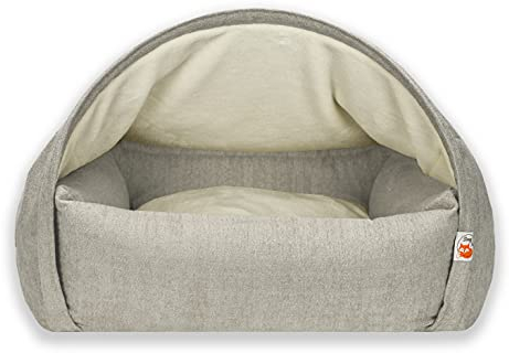 Sleepy Fox® - Premium Höhlenbett für Hunde und Katzen - Preisgekröntes, Patentgeschütztes Design (Cream Chenille, Large/XL: 110w x 85d x 65h cm)