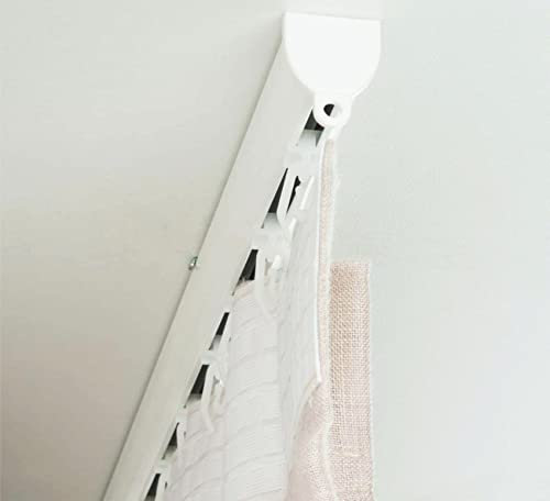 GLOBALCORPORATION Binario tenda soffitto alluminio scorrevole Bastone tenda in Bianco profilo con kit completo acciaio riloga zineffa scorritenda decorativi guida arricciata (Bianco 170 cm)