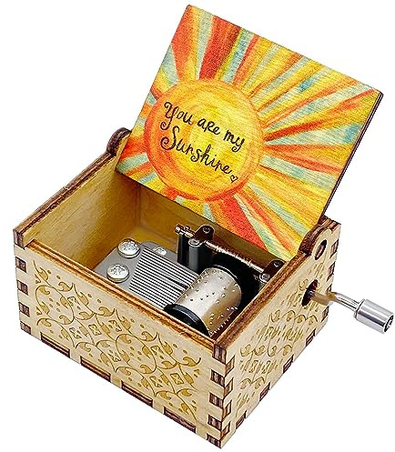 Auduye Music Box You are My Sunshine, Unique Gifts for Mom/Daughter/Wife, Wooden Hand Crank Vintage Colorful Musical Boxes for Birthday/Anniversary/Christmas/Valentines Day/Mothers Day Wood