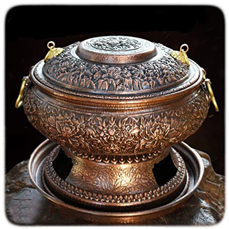 Fornelli da campeggio, braciere in rame, fornello grill, fornello barbecue, carbone, rame puro fatto a mano, riscaldatore griglia a carbone addensato, fornello in rame puro ( Color : C , Size : 32cm )