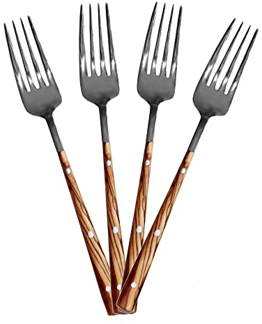 NATUREHOME Holzgabeln 4er Set Premium Holzbesteck aus Olivenholz – natürlich, bio, umweltfreundlich