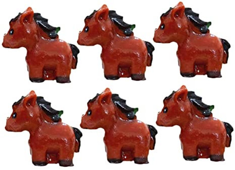 LIFKOME 6stücke Harz Miniatur Pferde Dekoration Für Mikrolandschaften Pflanzentöpfe Märchengärten Lebendige Bonsai Zierfiguren Starkes Formbeständiges Material Braun