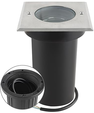 URing Spot encastrable au sol orientable pour GU10, IP67, 230 V, spot extérieur praticable pour pelouse, plateforme, balcons, câble préinstallé, carré 30 cm