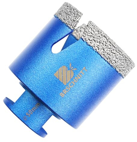 Diamant Fliesenbohrer 50mm - BRSCHNITT M14 Diamantbohrer Lochsäge für Fliesen Porzellan Keramik Marmor Granit Bohrungen, für Winkelschleifer