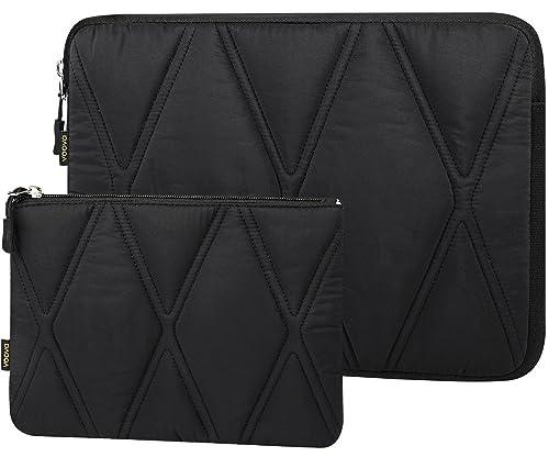 Voova Puffy Laptop Sleeve Case for 15 to 15.6 Inch Laptops, Black | Compatible with MacBook Pro 16 M1/M2, 15.6” -16” Lenovo Acer Dell HP Asus, Computer Cover Bag with Accessories Pouch