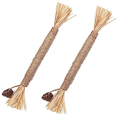 DaiUni 2 Stück Katzenminze Sticks, Katze Kauspielzeug,Katzensticks Zur Zahnreinigung,Kausticks für Katzen, Katzen Zahnpflege Spielzeug