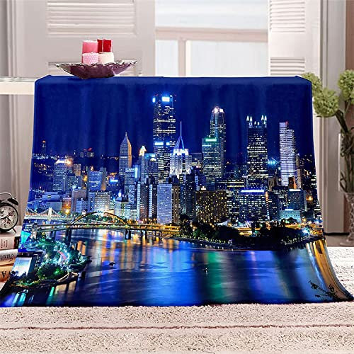 Kuscheldecke 80 x 150 cm 3D New York Flanell Fleecedecke, Weich Warm Flauschig Decke Moderne Stadt Wohndecke Decken für Sofadecke Couchdecke kuscheldecken für Kinder Erwachsene, Blanket