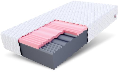 FDM Matratze 90x200 cm Härtegrad H3 H4 Höhe 18 cm Kaltschaummatratze HR-Schaum Visco-Schaum 7 Komfortzonen mit Hypoallergenem Waschbarem Jersey Bezug Oeko-Tex Select MAX