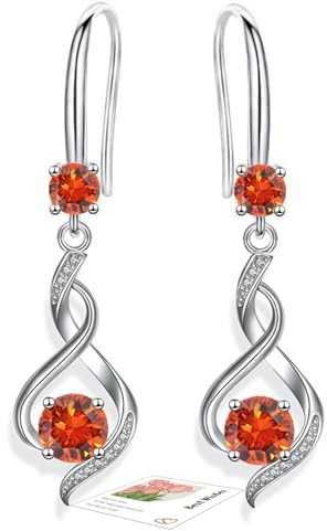 YOEE Ohrringe mit 5A Zirkonia Hängend Ohrringe mit Silber 925 Post für Damen Hängeohrringe Lange Ohrhänger Geschenk für Frauen Freundin Mama Mädchen - Orange