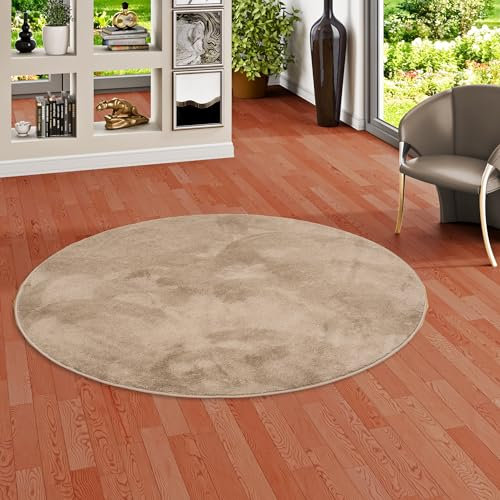 Pergamon Luxus Super Soft Hochflor Langflor Teppich Rund Flauschig Weich Wohnzimmer Schlafzimmer Melia Taupe