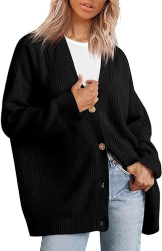 CYXZX Cardigan Cocoon in cashmere, maglioni in cashmere da donna, maglioni leggeri con bottoni oversize aperti sul davanti