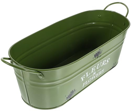 Cabilock Retro-Blumentopf Aus Blech Für Den Garten Verzinkter Ovaler Eimer Blumentöpfe Eimer Blumentopf er Ovaler Blumenbehälter Für Draußen Drinnen Vintage-Eisen