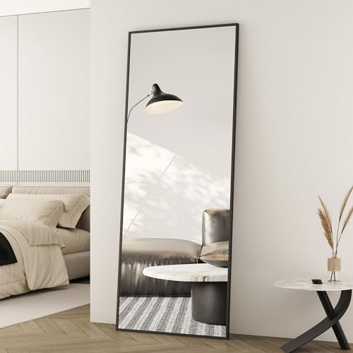 Boromal Ganzkörperspiegel 50 x 150 cm Standspiegel Ganzkörperspiegel Wand mit Schwarz Metallrahmen HD großer Spiegel Wandspiegel mit Haken für Schlafzimmer, Wohnzimmer, Badezimmer