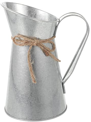 ABOOFAN Retro Blumenarrangement Eisenwaren Vintage Blumeneimer Vase Silber Finish