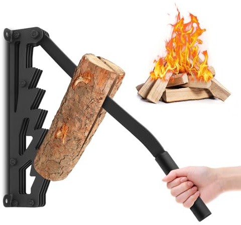 Väggmonterad Tändklyv Kolstål Vedklyver Bärbar Manuell Vedkapare Kraftig Vedklyv, för Camping 57 X 10 Cm (BLACK)