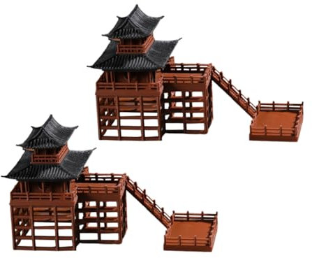 BESTonZON 2piezas Figuras De Jardín Hadas Mini-pabellón Pagoda Decoración Japonesa Accesorios