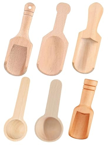 Mini Holzschaufeln, Klein Teeschaufel aus Holz, 6 Stücke Gewürzschaufel-Set, Schaufel Holz Klein Gewürzschaufel Mehlschaufel, für Salz, Löffel, Küchenutensilien, Milchpulver, Kaffee, Gewürze, Tee