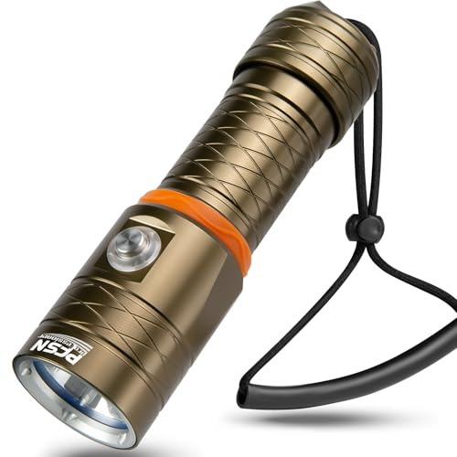 PFSN Dive Light 3500 Lumens, Underwater 150M Waterproof Diving Flashlight, 485M Long Range Narrow Beam, 20Hrs Runtime, Safety Lock Switch, Rechargeable LED Dive Torch for Deep Sea Caving, Snorkeling
