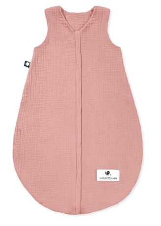 Julius Zöllner Musselin Sommerschlafsack dusty rose, Größe 80 | aus weicher Musselin Baumwolle, sicher und schadstoffgepüft, ideal für warme Sommernächte