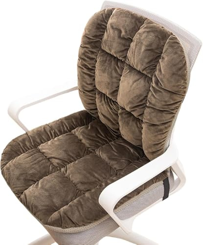 ANWEALTH Schreibtischstuhlkissen für langes Sitzen süßes Bürostuhl-Sitzkissen für die Rückenlehne Plüsch mit Bändern Schlafsaalstuhl Schaukelstuhlkissen für Outdoor Indoor (braun)