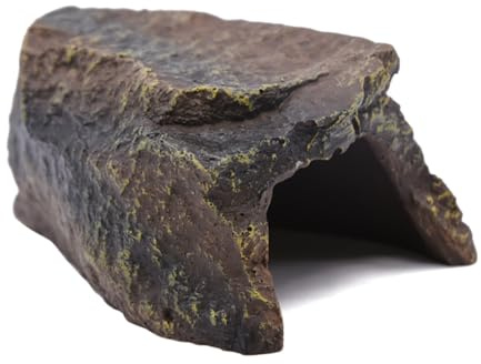 Reptile Hide Cave Resin Rock Hideout for Small Tortoise, Lizards, Geckos, Frogs, Spiders & Fish Tank Aquarium Decor, Terrarium Accessories
