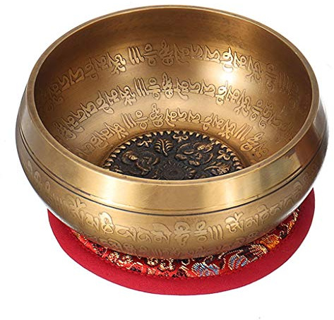 GYBBHia Bol Chantant de méditation Bol Chantant Bol sonore Bouddhiste en Bois maillet Mat cuivre Artisanat Fait à la Main