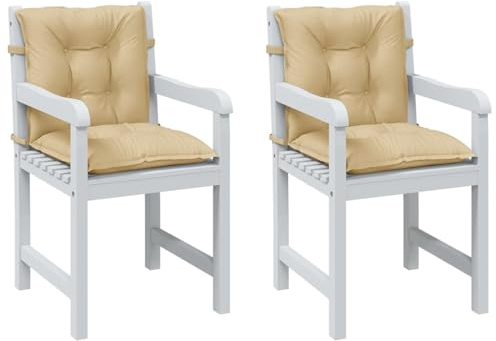 Gecheer Niedriglehner-Auflagen 2 STK. Gartenstuhlauflage Sitzauflage Polsterauflage Melange Beige 100x50x7 cm Stoff