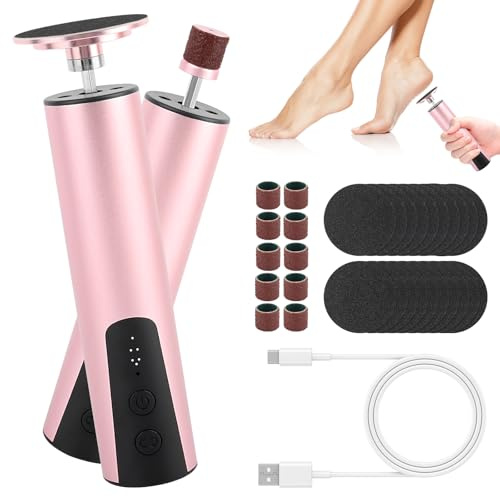 Râpe à Pieds Pédicure Electrique, 6 Vitesses/2-in-1 Râpe Électrique Pied, Électrique pour Pieds et Ongles - Équipé de feuilles de papier abrasif remplaçables pour talons Fissurés,Callosités