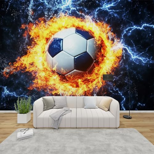 AevuCub Football Wallpaper for Living Room - Boys Soccer Wall Murals for Bedrooms, Sports Themed Wall Art, Non-Woven Photo Wallpaper 3D Effect, 400x280 cm
