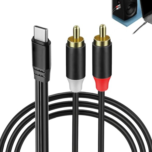 Seefey Cavo ausiliario USB C,Cavo 2 RCA USB C Audio Stereo, Adattatore di tipo C maschio a 2RCA Maschio,Cavo Jack Rca per i phone 15/i pad/Amplificatore/Home Cinema/Altoparlante/HDTV ecc