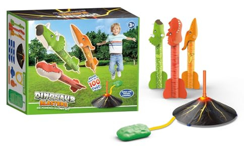 A2Z 4 Kids Dinosaur Rocket - Dinosaur Blasters Rocket Set | Kid Powered Foam Rocket Launcher for Outdoor STEM Learning and Active Play