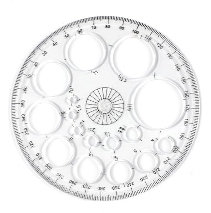 360 Degrees Protractor Template Ruler, 11.5cm Diameter Plastic Circle Measurement Ruler Tool with 16 Small Circles for Building Office School Designing Supplies (Transprant)